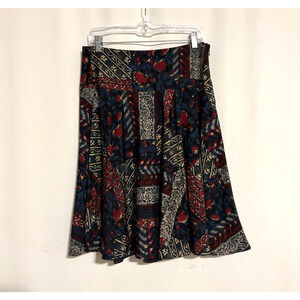 Ralph Lauren Skirt 8 LRL Aline Floral Knee Length Black Red Fall Winter